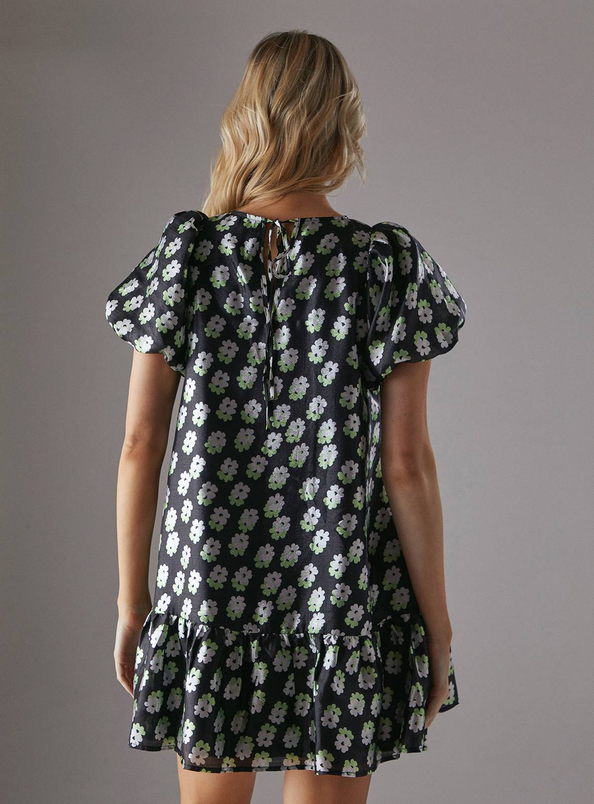 WAREHOUSE Organza Puff Sleeve Swing Mini Dress 10 - Image 3